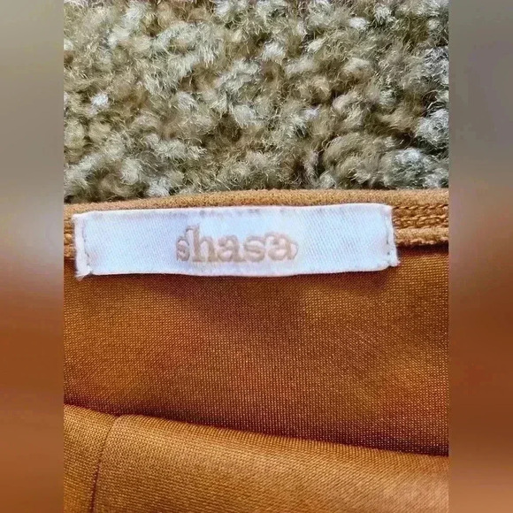 Sleeveless Suede-Look Polyester & Elastin Tan Jumper Dress, Size Medium - Picture 2 of 5